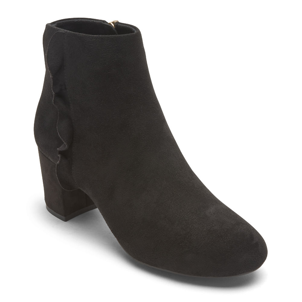 Botas Rockport Mujer Mexico - Total Motion Oaklee Ruffle Negros - YZNSE5281